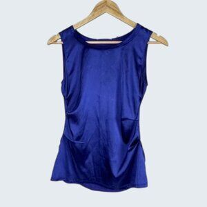 T TAHARI SIDE PLEATED BLUE PURPLE TOP